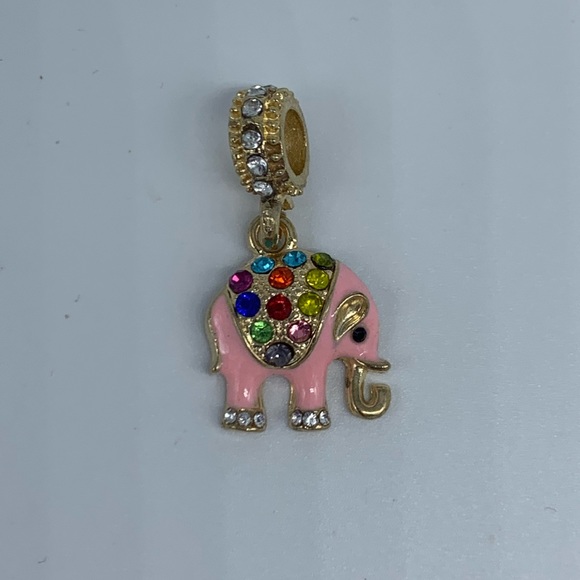 Jewelry - NEW pink elephant multicolored rhinestone pendant